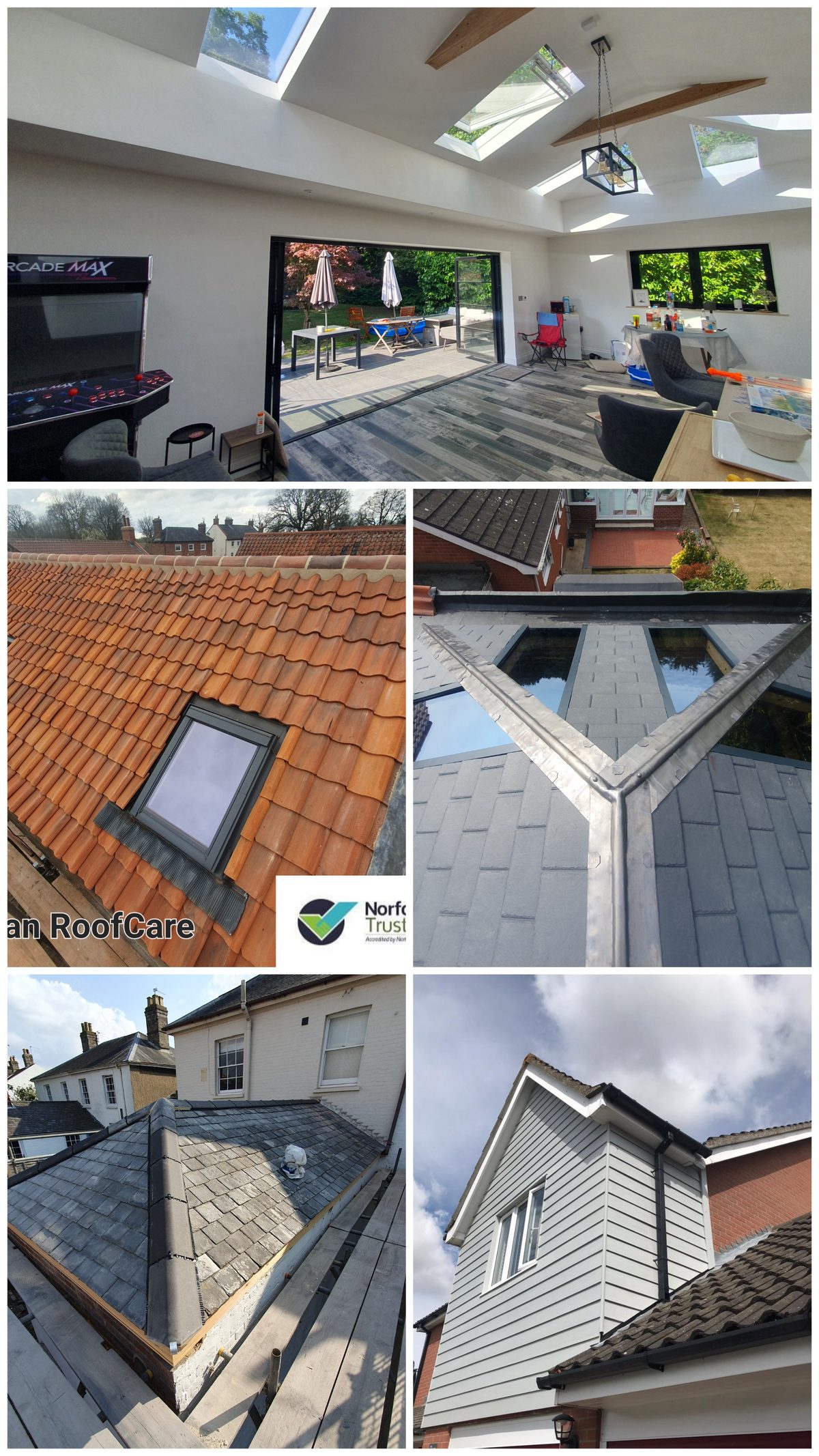 A selection of recent re-roofing, roof lantern, cladding and roofline projects completed by Anglian RoofCare across Norfolk