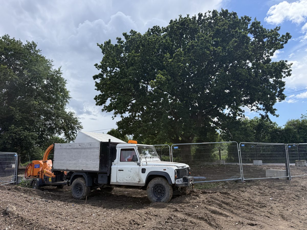 The City Tree and Hedge truck and chipper on site, ready for a day of work