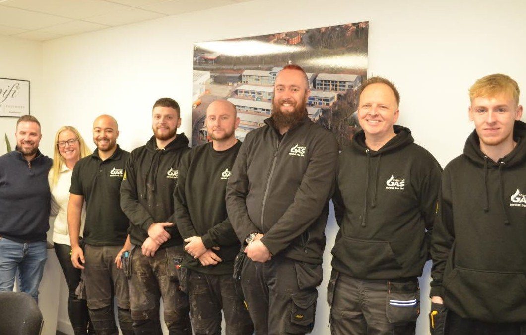The Marshall Gas Ltd team in branded workwear at their Ipswich premises